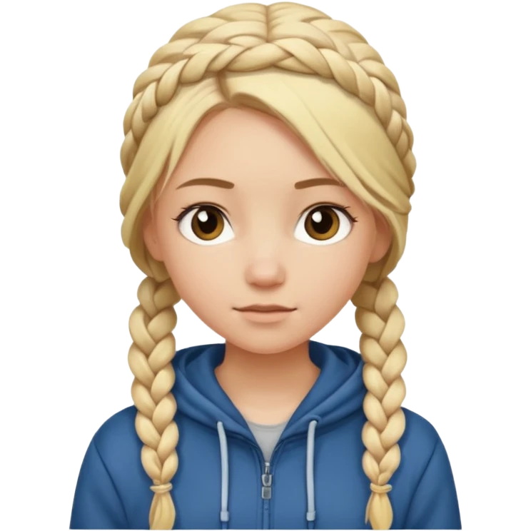 hoodie which cover her hair blonde girl with braided hair emoji