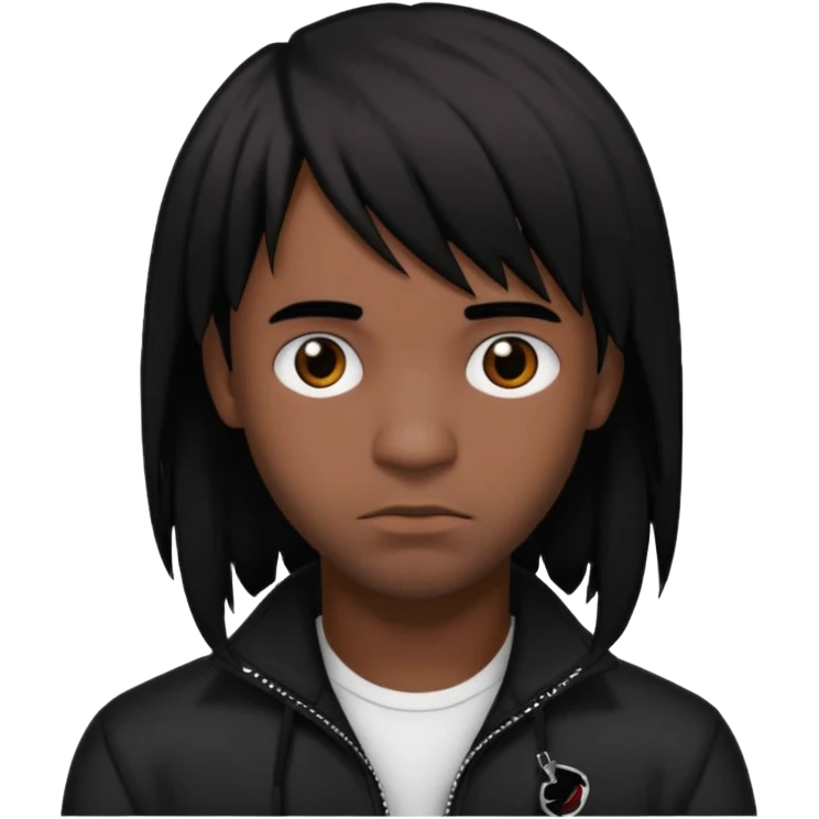 Rapper, Drake, with long banged emo hair. Realistic  emoji