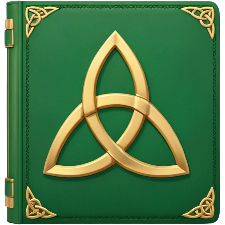 a green closed book with a golden triquetra emoji