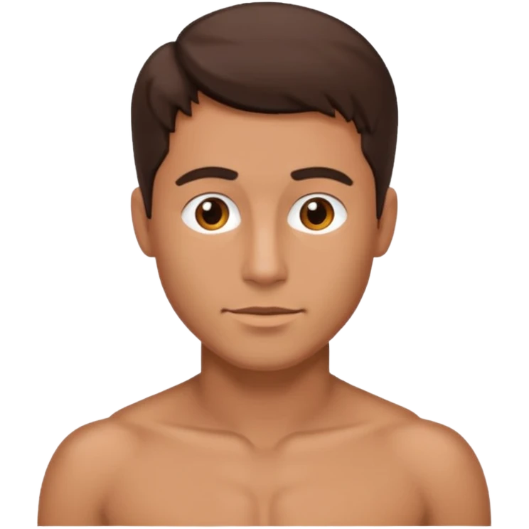 Brunet bez koszulki emoji