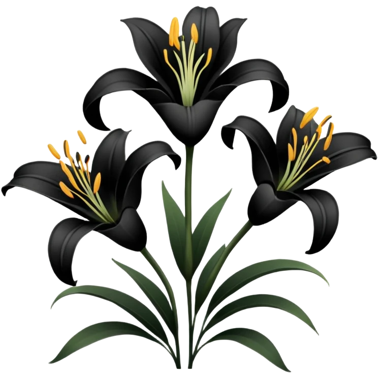 black and white lillies outline emoji