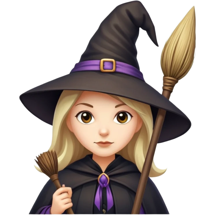 witch with pointed hat and broom emoji