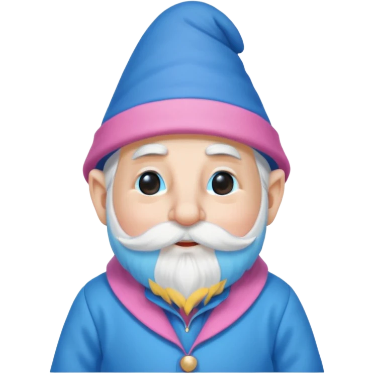 A gnome wearing pink and blue clothes. His hat covers his eyes and he has a very long beard  emoji