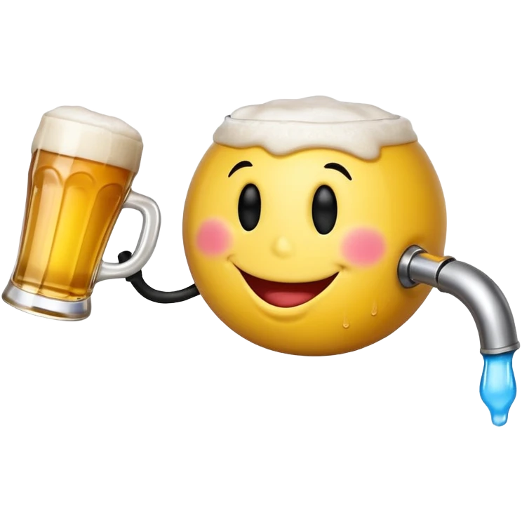 Smiley face shotgunning a beer.  emoji