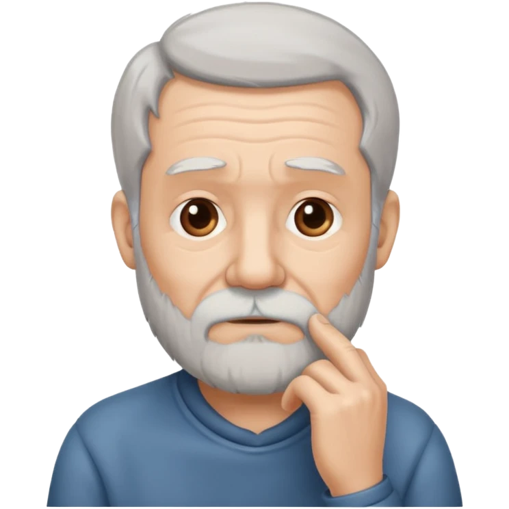 Old man touching his beard while thinking emoji