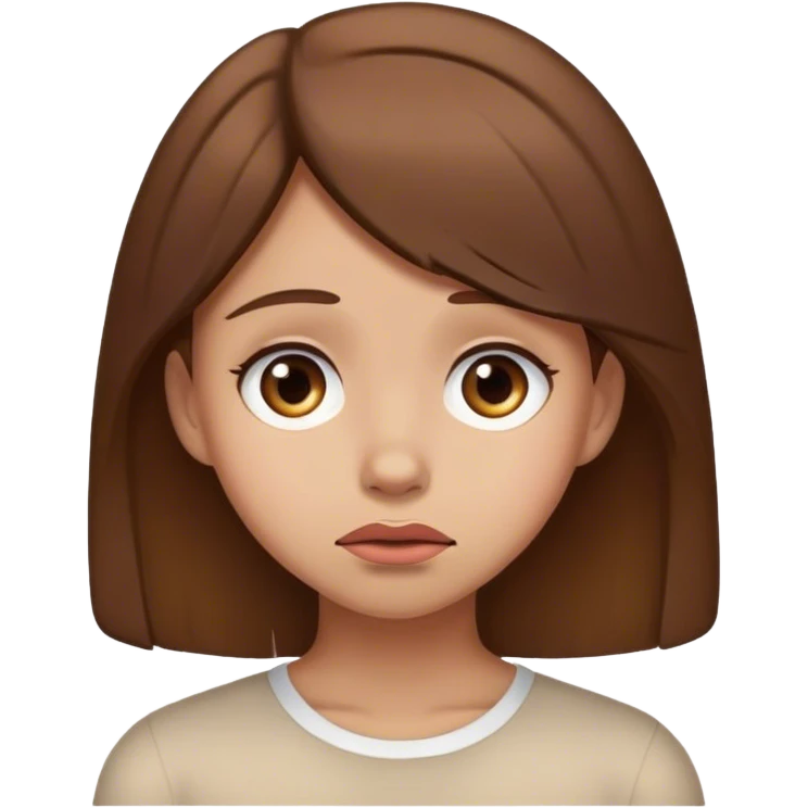 Brown hair, embarrassed, girl emoji