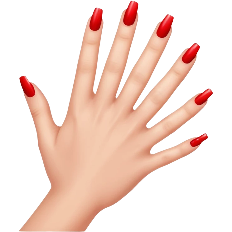 left hand receiving red nail polish, glossy finish, bright and saturated red, smooth gradient, minimal details, clean and shiny
 emoji