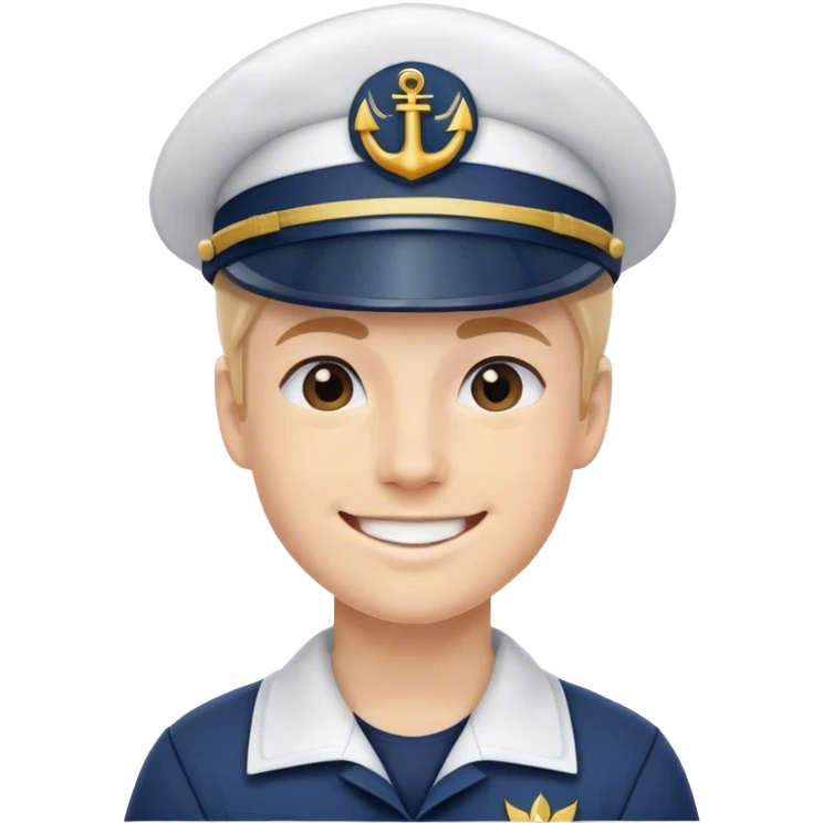 a sailor with helmet on and wearing blue uniform and smile emoji