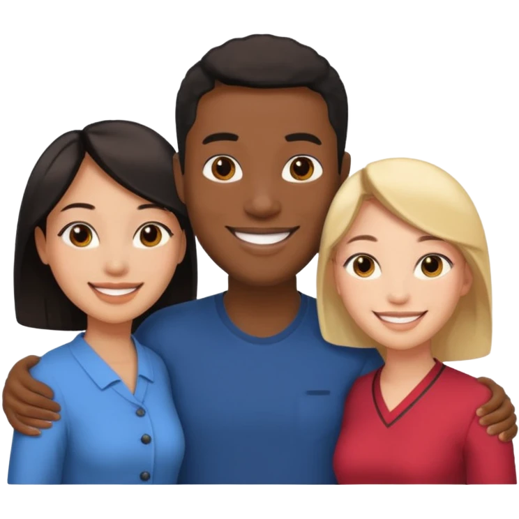 Black man with   with two women one black one Chinese  emoji