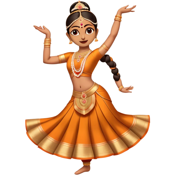 cinematic-realistic-bharatanatyam-dance-emoji,-depicted-as-an-elegant-classical-indian-dance-performance-with-graceful-poses,-intricate-costumes,-and-expressive-hand-gestures,-rendered-with-rich-textures-and-warm-dramatic-lighting, single dancer emoji