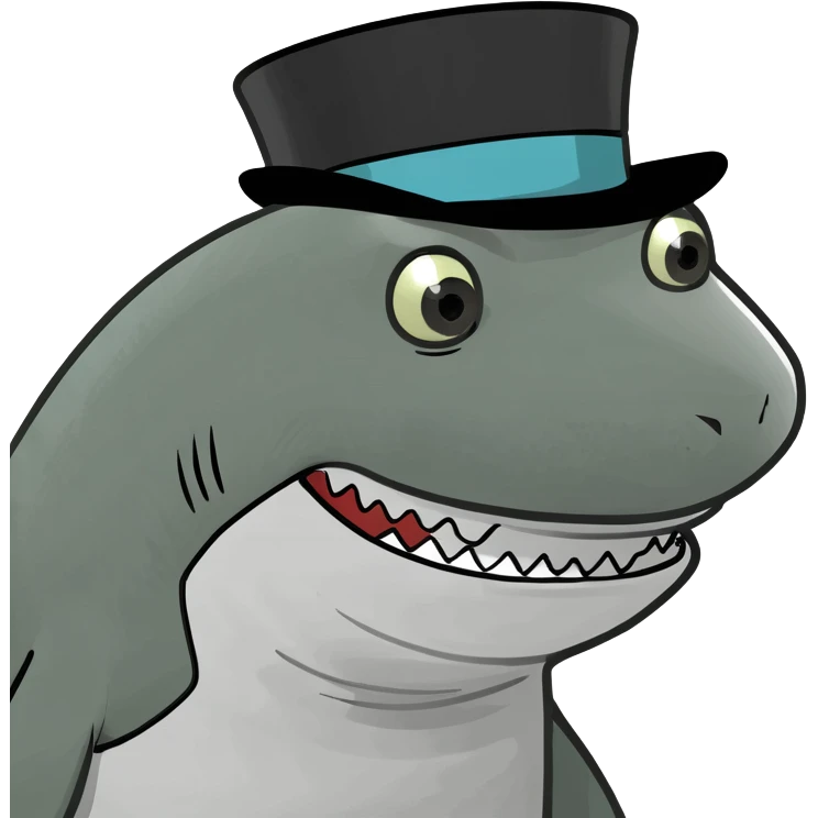 Shark with a top hat emoji