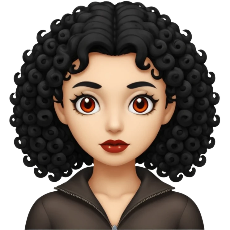 A woman with a curly black hair with mothman emoji