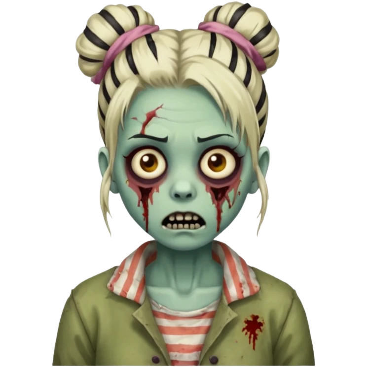 zombie in stripe bun hair emoji