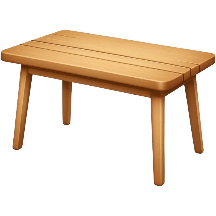 A flat, minimalistic, wooden table icon with four legs, viewed from the front, white background, no shadow, simple lines, high contrast, emoji design emoji