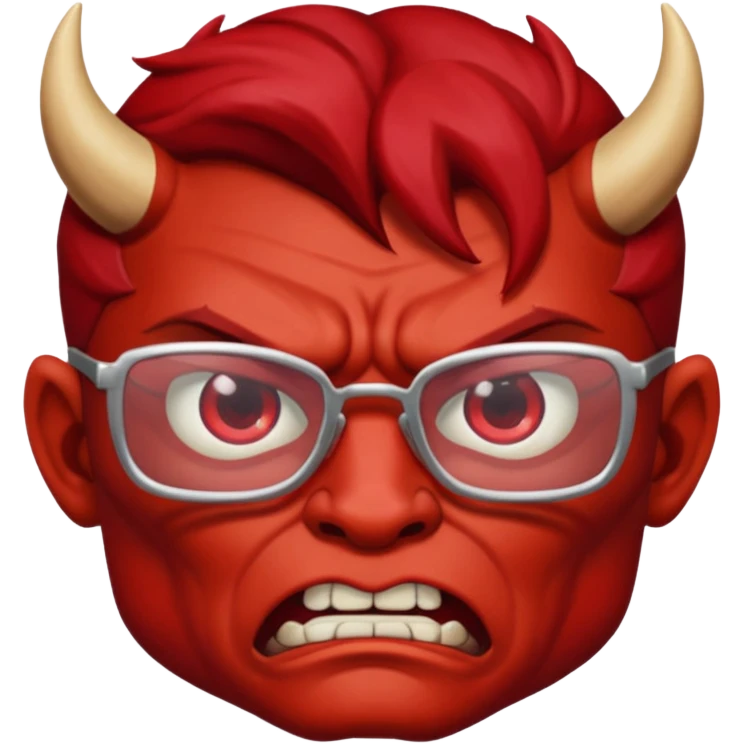 Devil man with rectangular glasses angry emoji