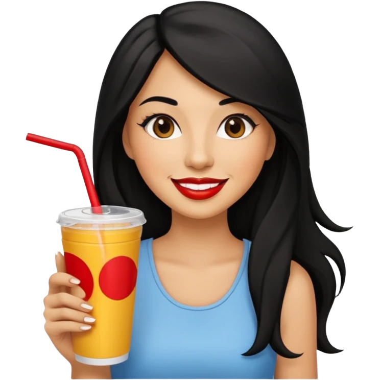 a woman holding fastfood drink emoji
