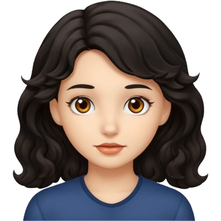 Дівчина з карими очима, чорним волоссям хвилястим emoji