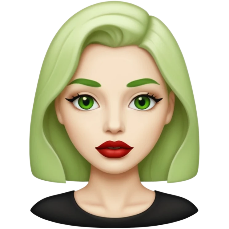 woman with green colored lips emoji