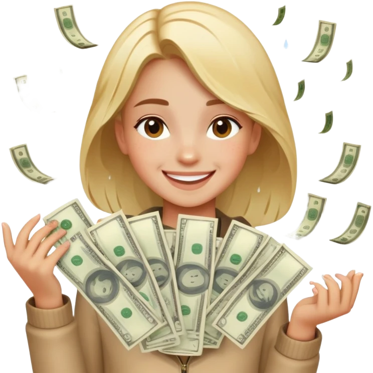 girl raining money emoji