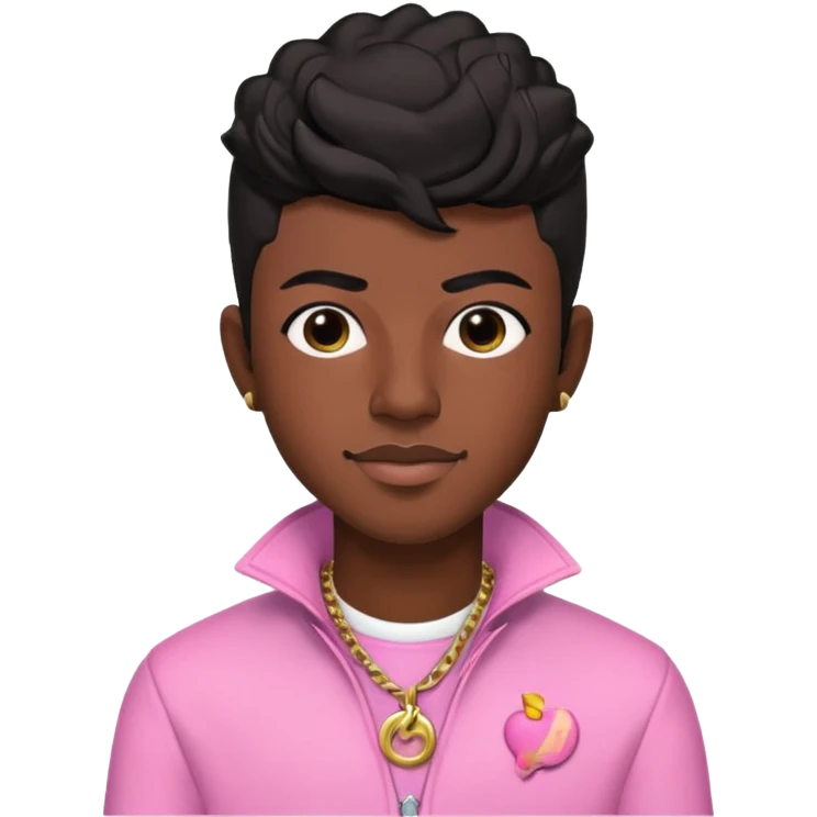 Lil Nas X black hair, pink outfit emoji