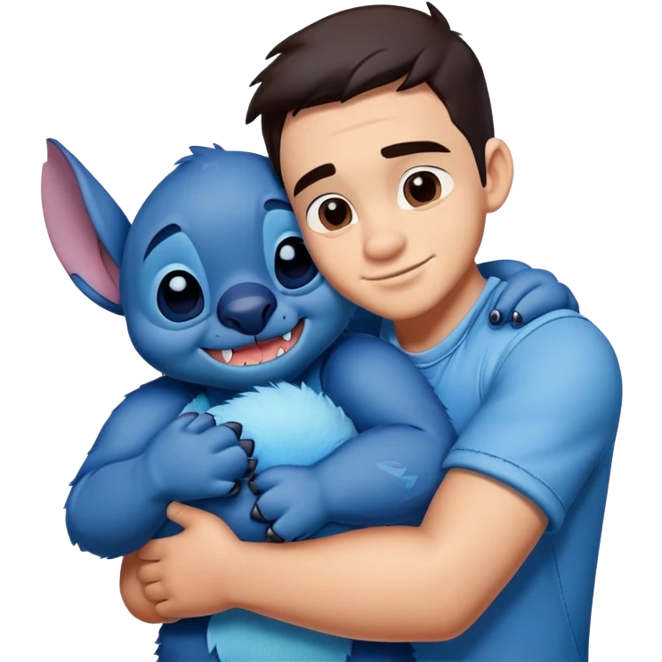 Stitch hugging a guy  emoji