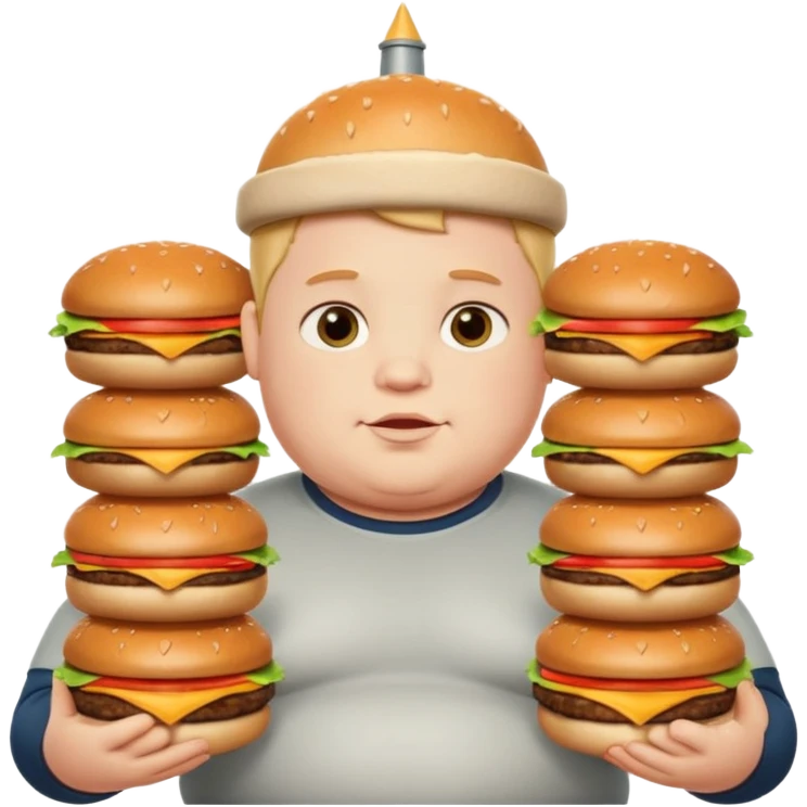Fat Boy with burger tower emoji