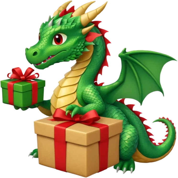 a dragon is holding a gift emoji