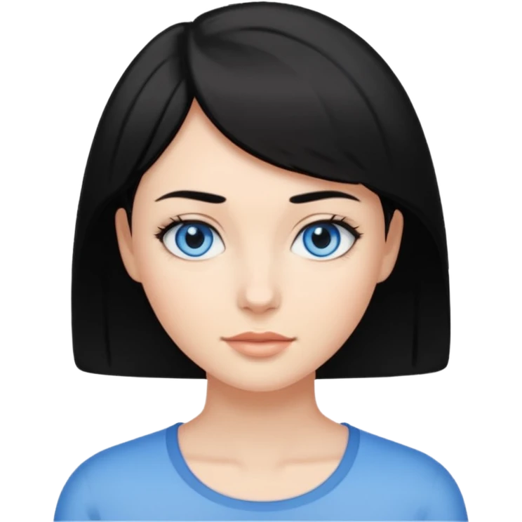 یه زن با موهای مشکی و جلوس آبی موهای کوتاه و خوشگل emoji