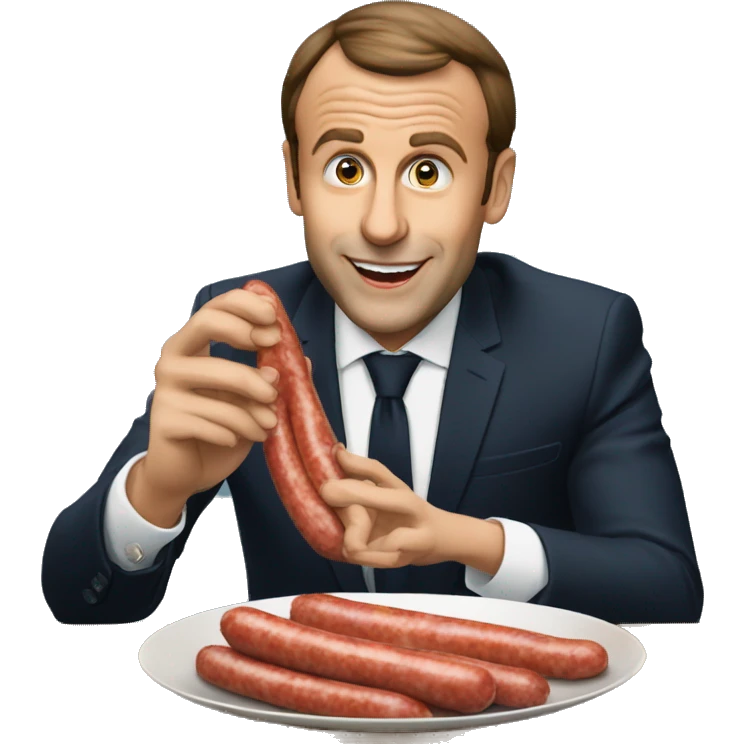 Macron qui mange une saucisse  emoji