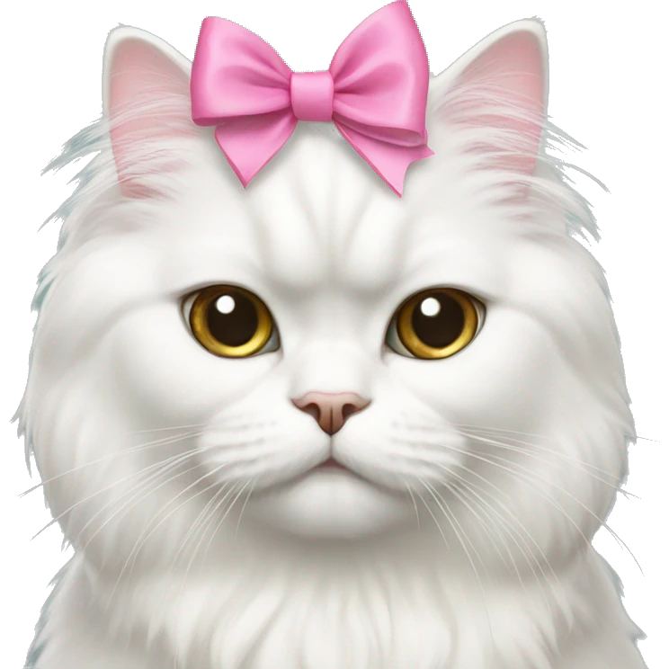 White Persian cat with pink bow  emoji