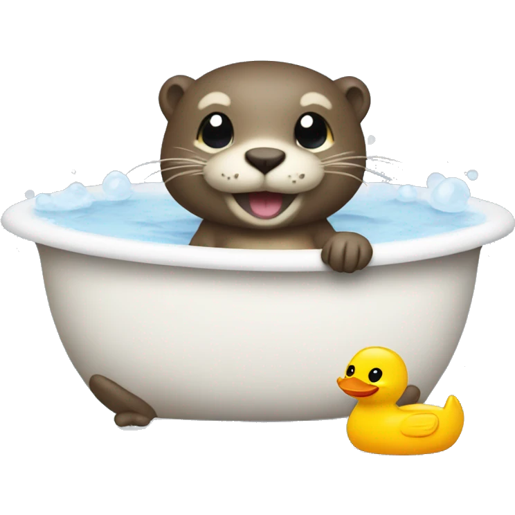 otter in a bath tub with rubber duck emoji