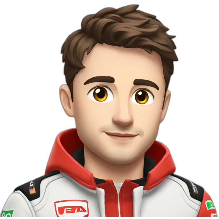 Charles leclerc avec une veste ferrarie rouge emoji