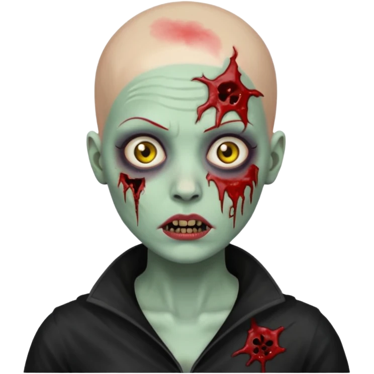 bald woman zombie black costume  emoji