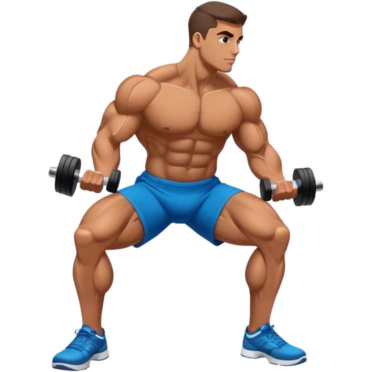 side-view bodybuilder dumbbell lunges emoji