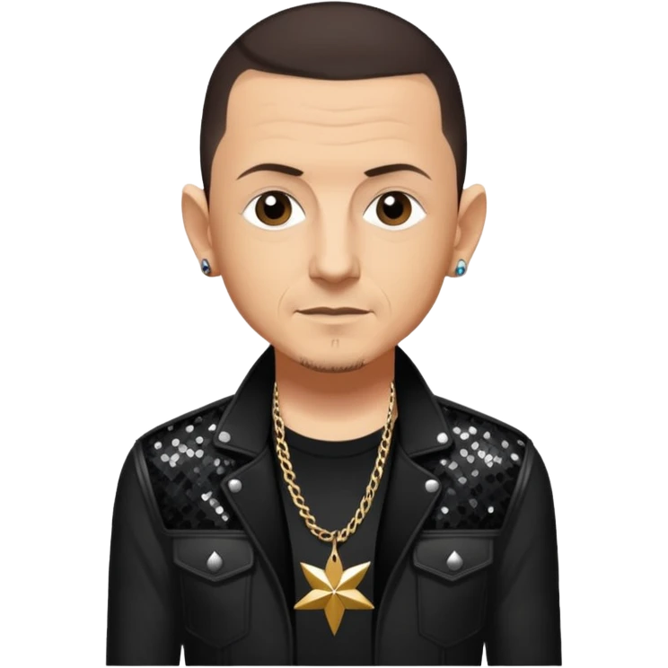 Chester Bennington with dark brown hair, black sequin tour outfit  emoji