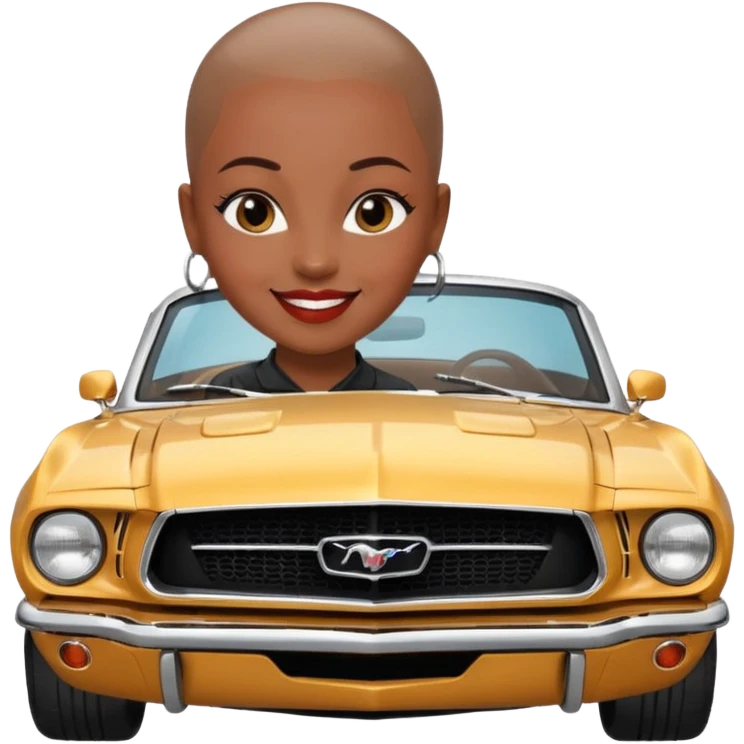 Classic mustang black female shaved head happy birthday emoji