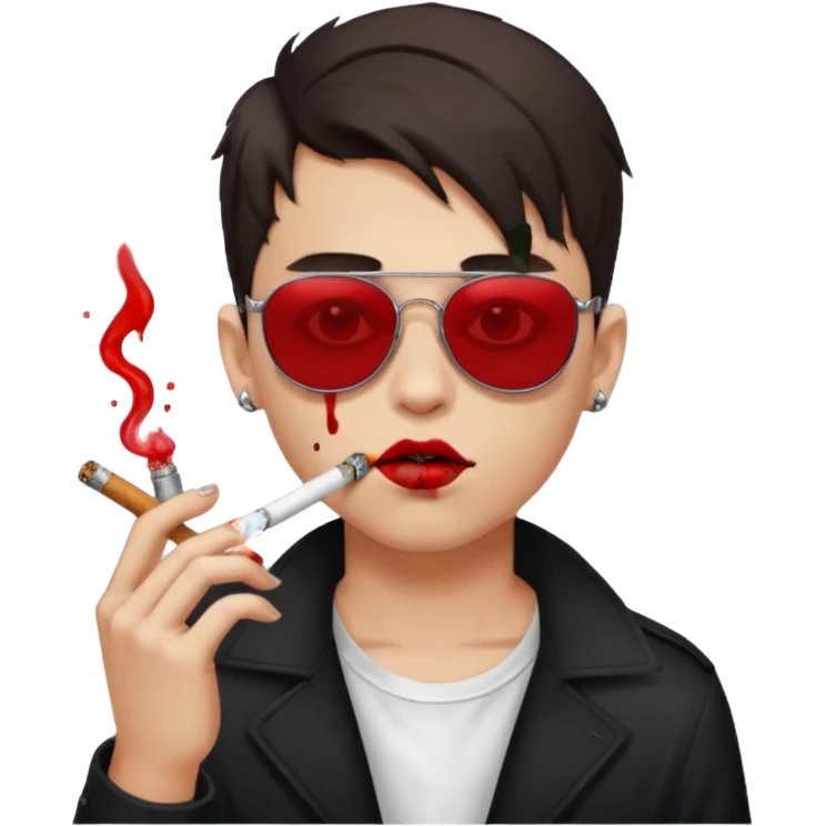 boy with piercing sunglasses blood smoking cigarette emoji