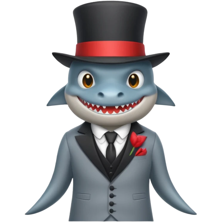 Shark with a top hat in a suit emoji