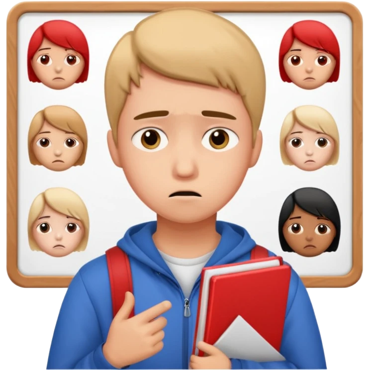 студент грустный после провального экзамена IELTS смотрит свои результаты emoji