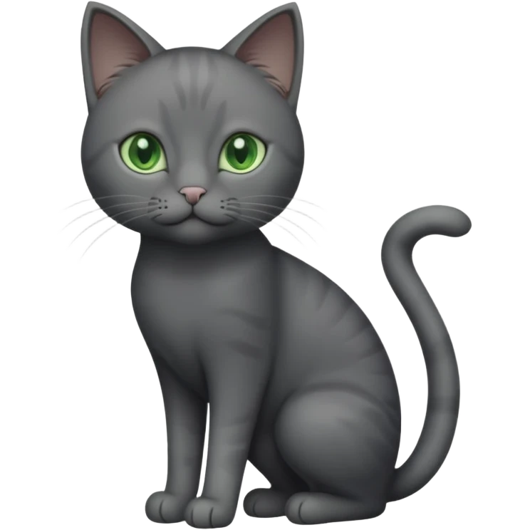 full body solid dark grey cat with green eyes and white paws and whiskers emoji