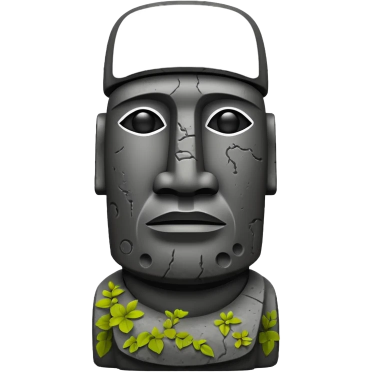 A moai statue in black and white emoji