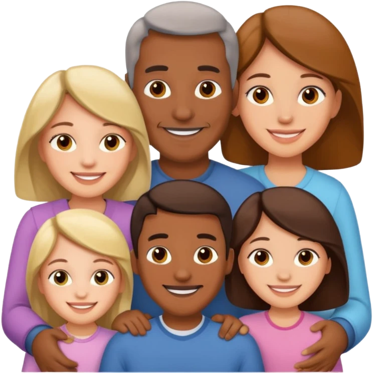 peut tu me cree une image dune famille de 5 papa maman 3 fille enfant emoji