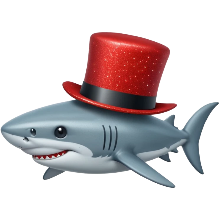 red glitter top hat shark emoji