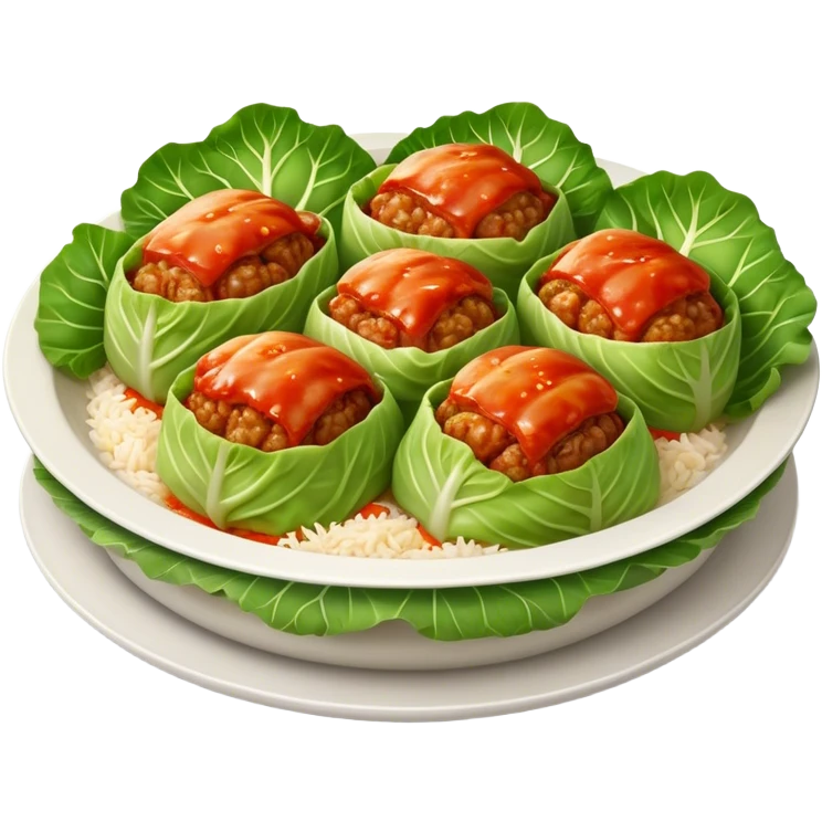 Cinematic Realistic Go≈ÇƒÖbki Dish Emoji, featuring cabbage rolls stuffed with rice and meat rendered with lifelike detail and inviting, homey lighting. emoji