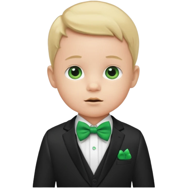 baby boy in suit, with green bow emoji