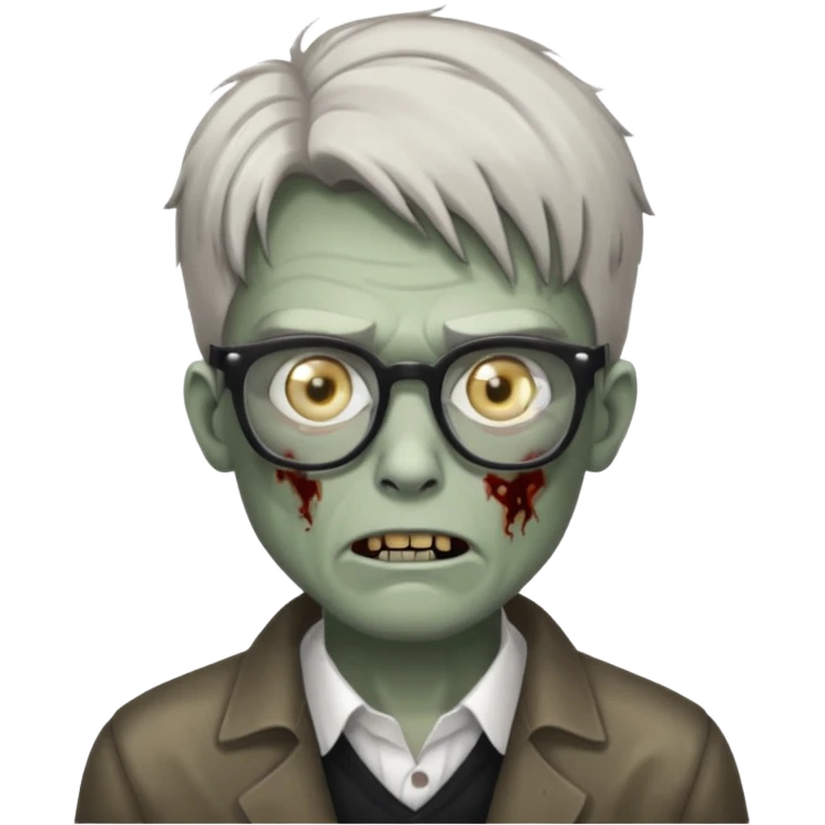 зомбы мужчина в очках с серыми глазами в очеах з прической mob cut emoji