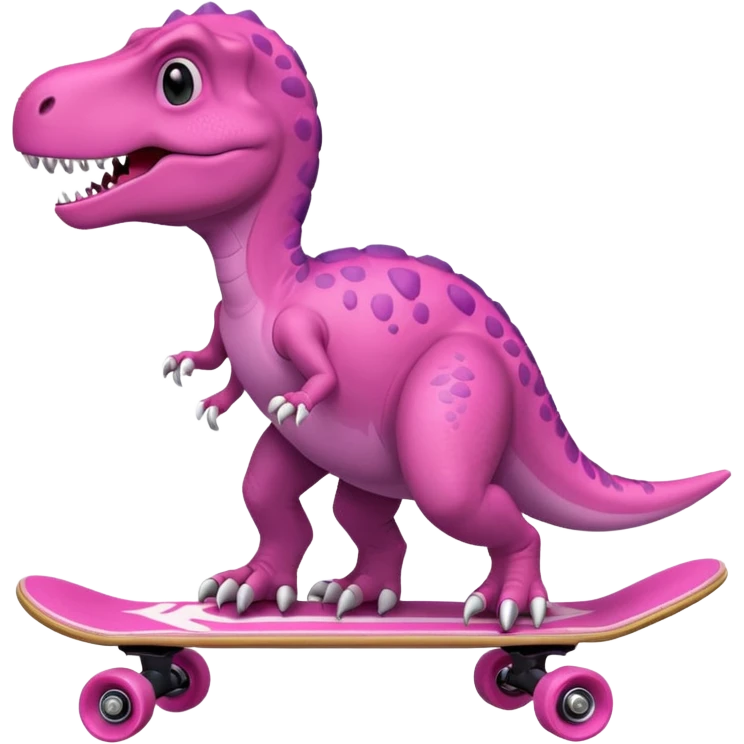 Dinosaur on a skateboard in pink  emoji