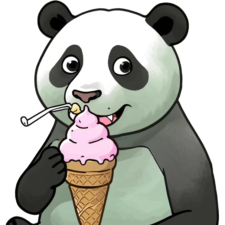 Panda eating ice cream emoji