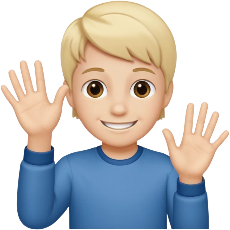 Kid doing 67 hand thing emoji