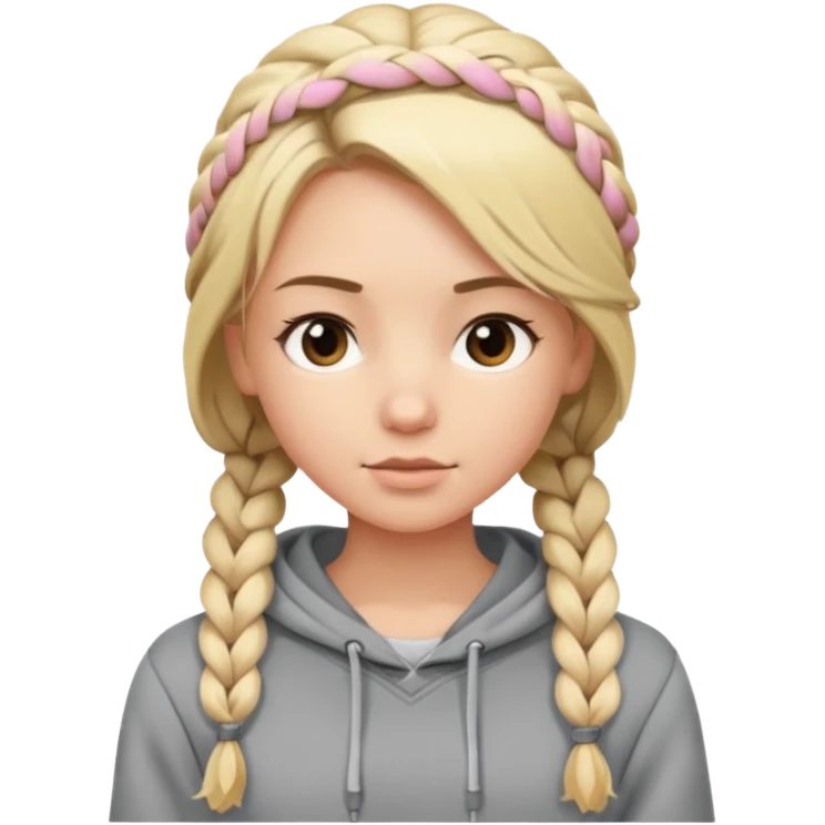 braided blonde girl with hoodie emoji